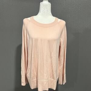 LOFT Light Baby Pink Cold Shoulder Long Sleeve Sweater L NWT